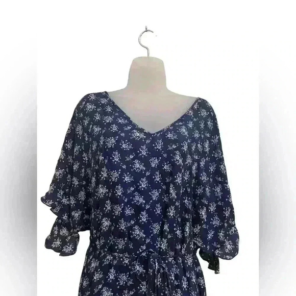 Christy Dawn Blue Floral Midi Dress XS/S Tie Waist Boho Cottagecore Sustainable - Picture 5 of 5